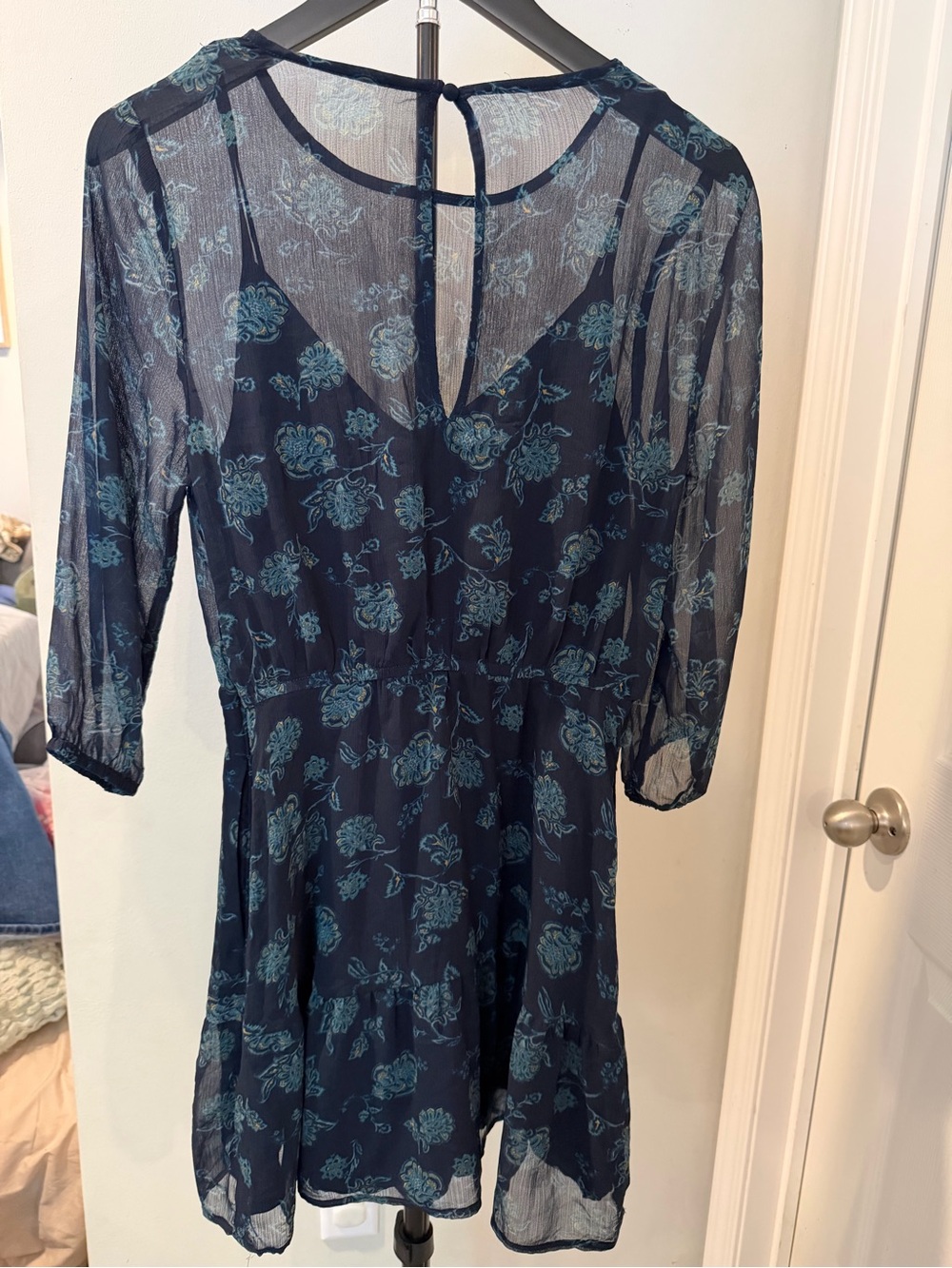 Abercrombie & Fitch Navy Floral mini dress with Teal and Yellow Accents